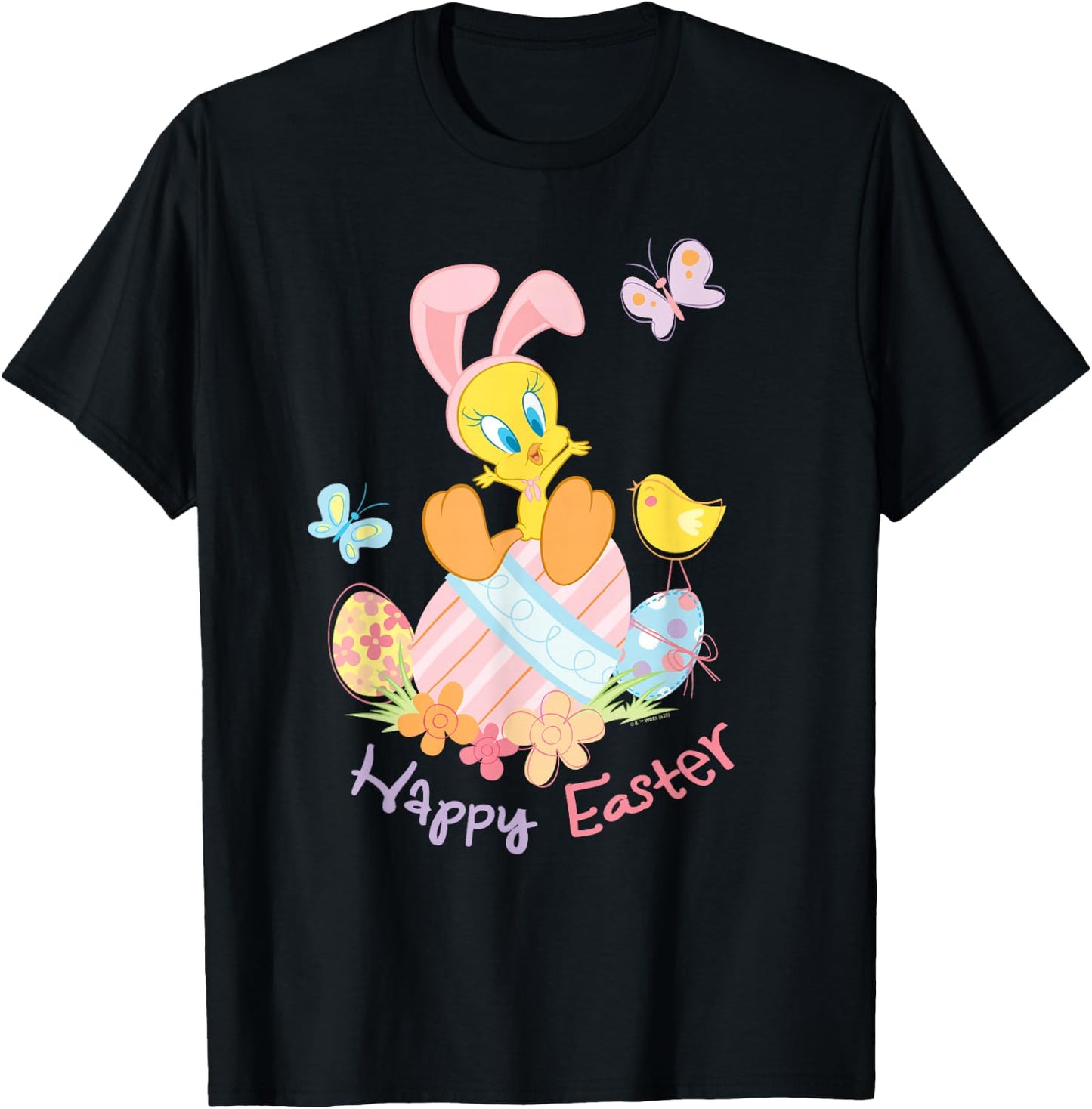 Looney Tunes Happy Easter Tweety With Bunny Ears T-Shirt - T-Shirt | Black