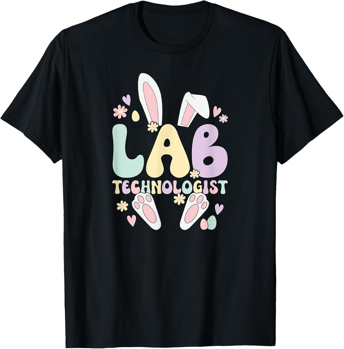 Lab Technologist Easter Bunny Laboratory Tech Easter Day T-Shirt - T-Shirt | Black