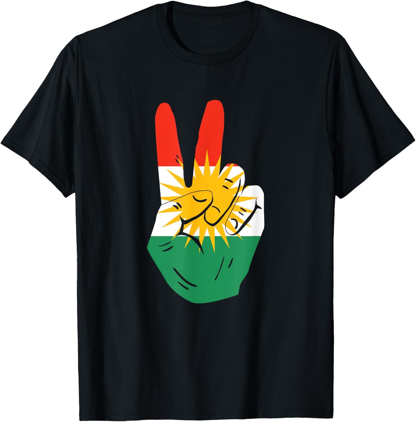 Proud Kurds Kurdistan Kurdische Flagge Peace , black T-Shirt - T-Shirt | Black