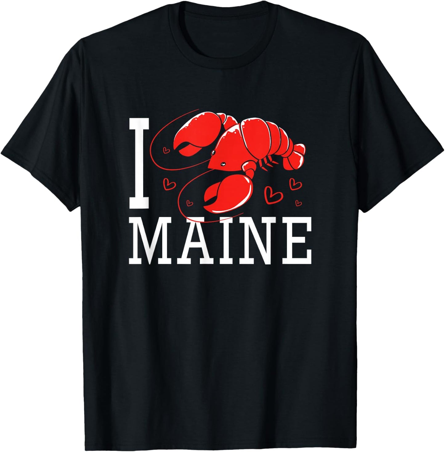 Heart Maine Lobster Lover I Love Maine T-Shirt - T-Shirt | Black