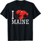 Heart Maine Lobster Lover I Love Maine T-Shirt - T-Shirt | Black