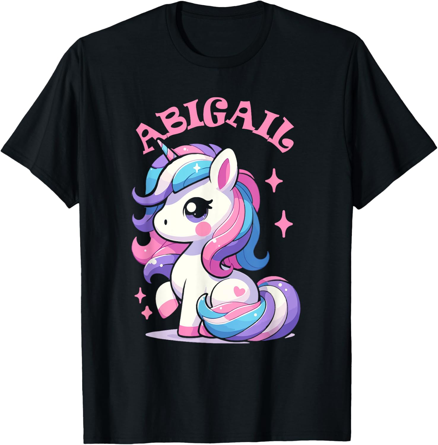 Abigail Cute Unicorn Design for Girls Name Abigail T-Shirt - T-Shirt | Black