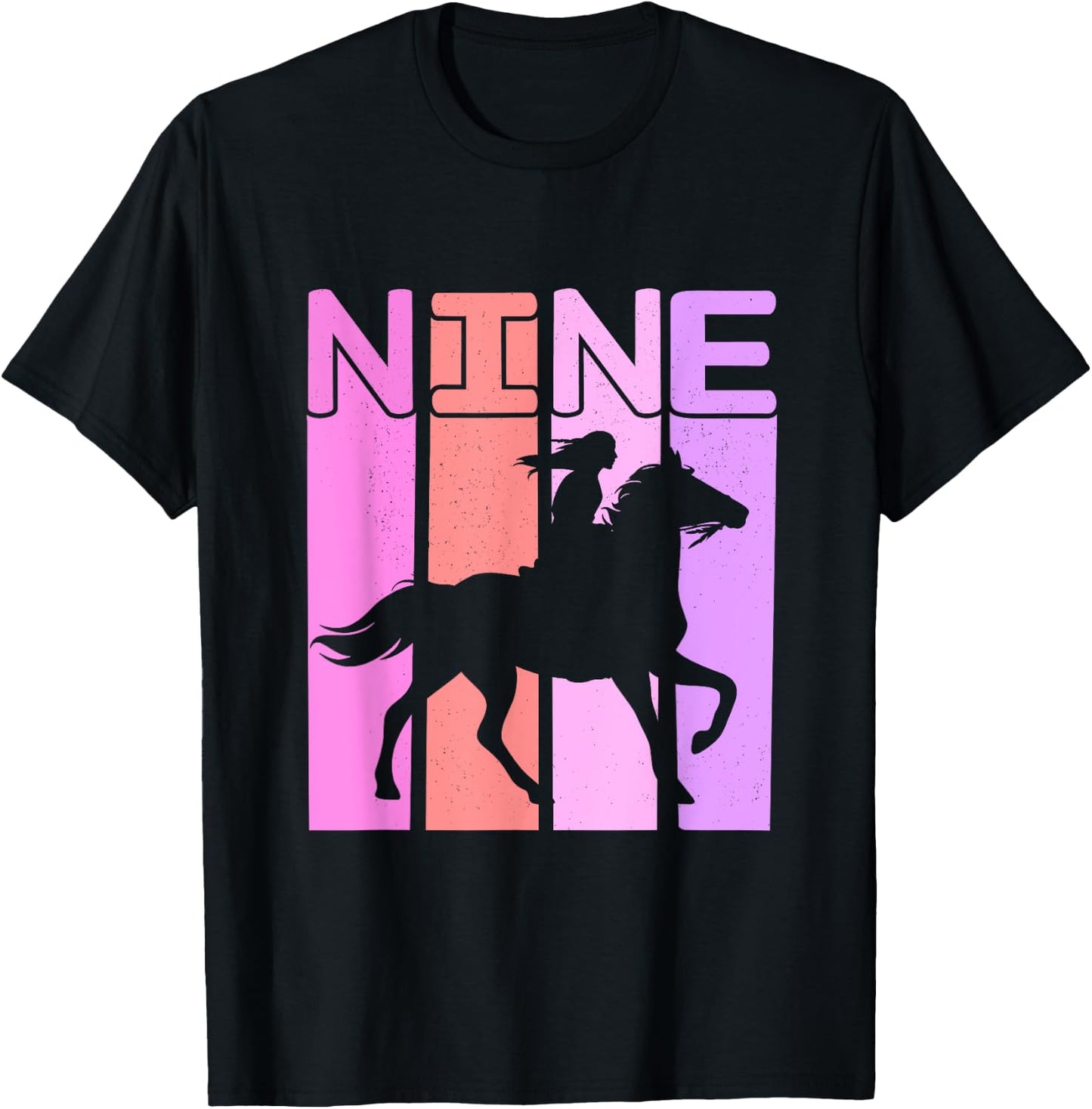 Horse Girl 9th Birthday Horseback Riding 9 Year Old T-Shirt - T-Shirt | Black