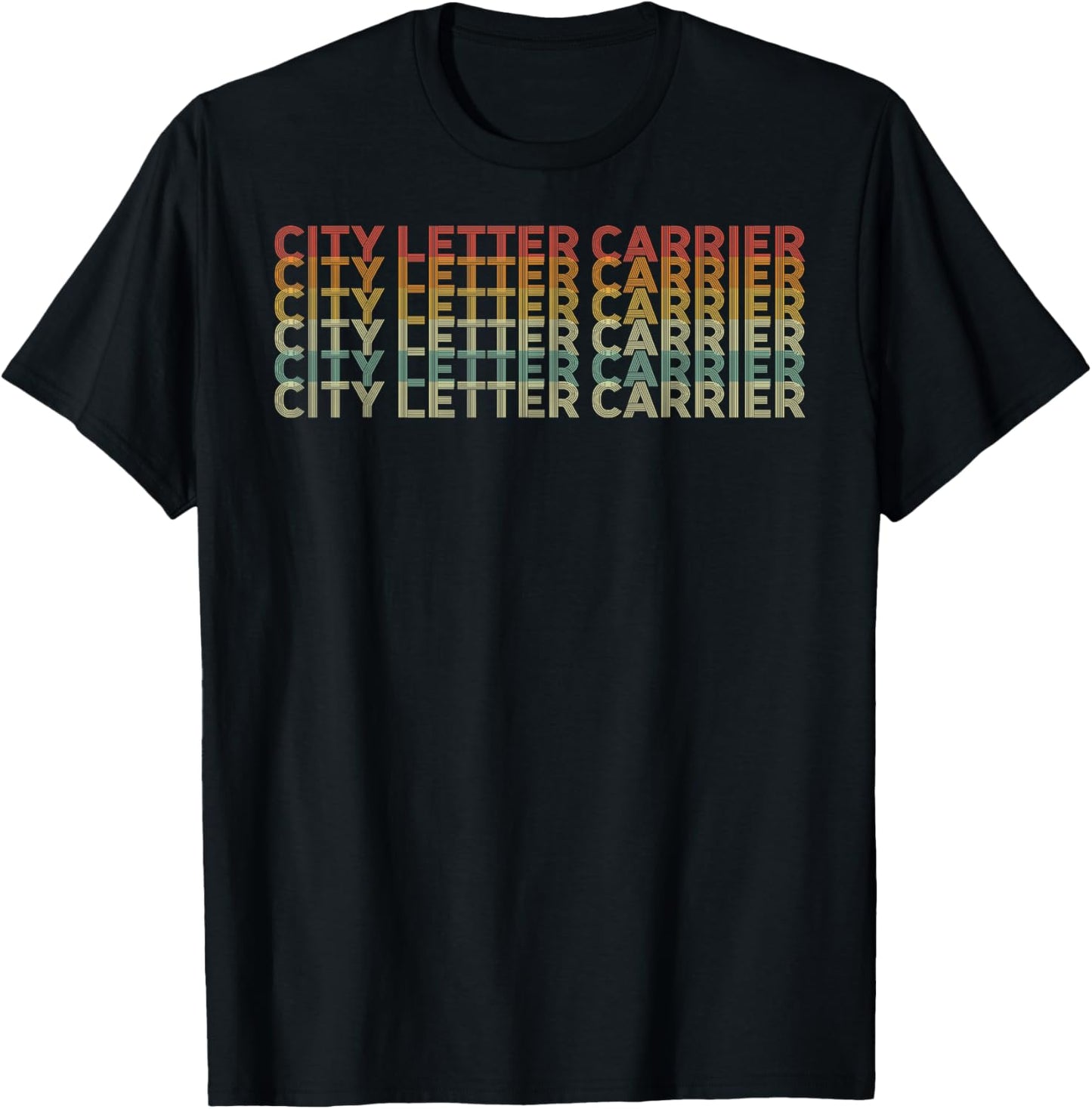 Retro 70s City Letter Carrier Job Title T-Shirt - T-Shirt | Black