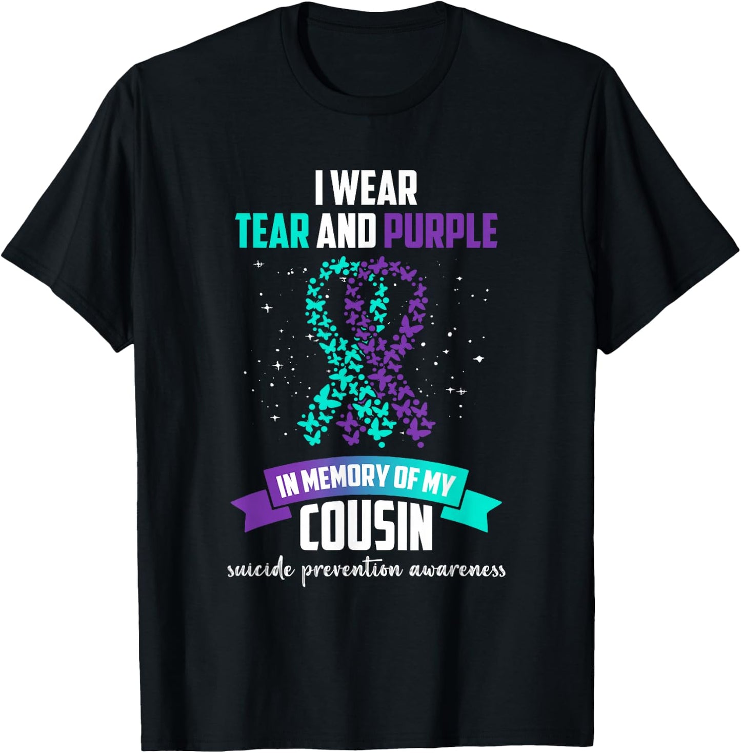 Purple Ribbon Suicide Prevention Awareness T-Shirt - T-Shirt | Black