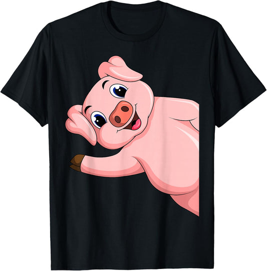 Pig Swine Kids Boys Girls Women T-Shirt - T-Shirt | Black