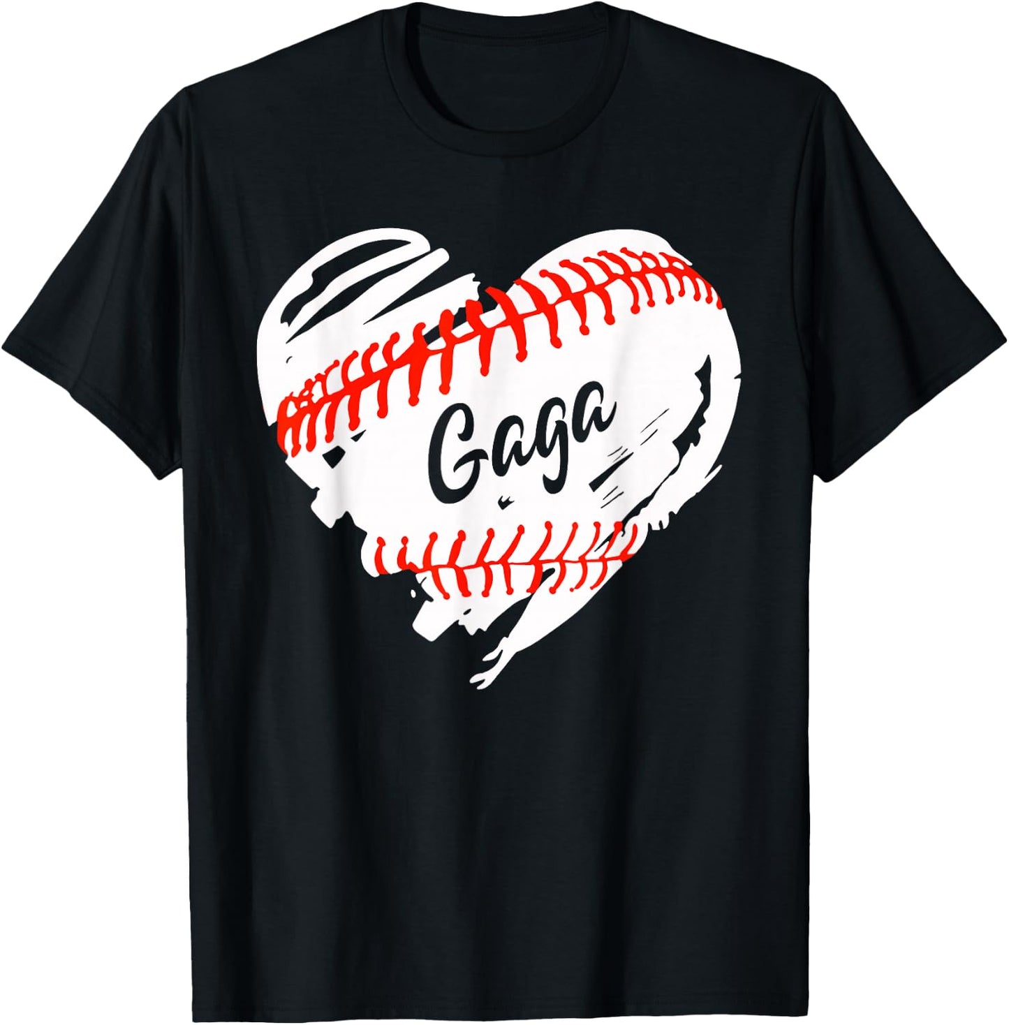 Baseball Heart Baseball Gaga Women Softball Mom Short T-Shirt - T-Shirt | Black