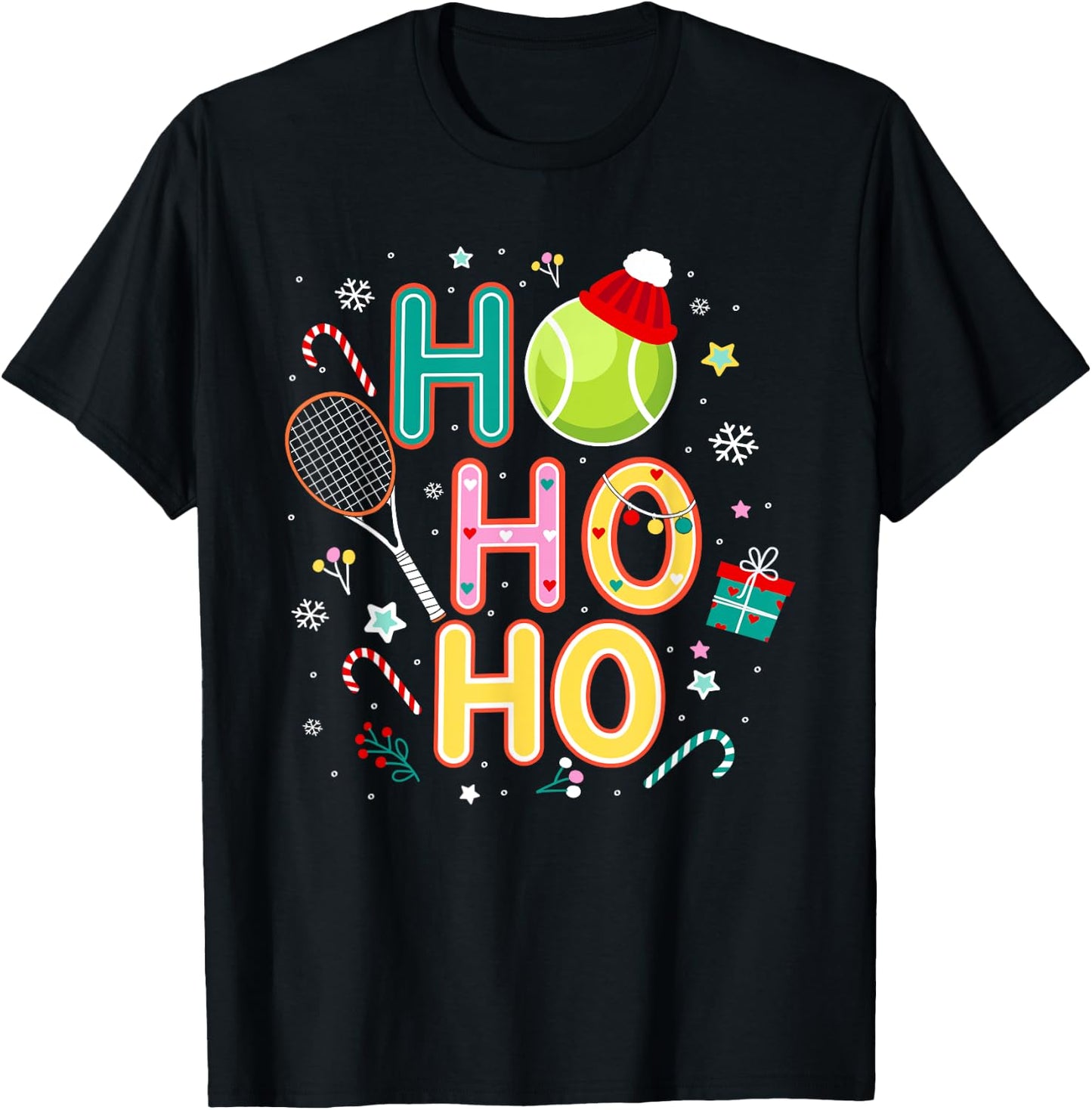 Ho Ho Ho Ugly Christmas Pajama Tennis Player Men T-Shirt - T-Shirt | Black