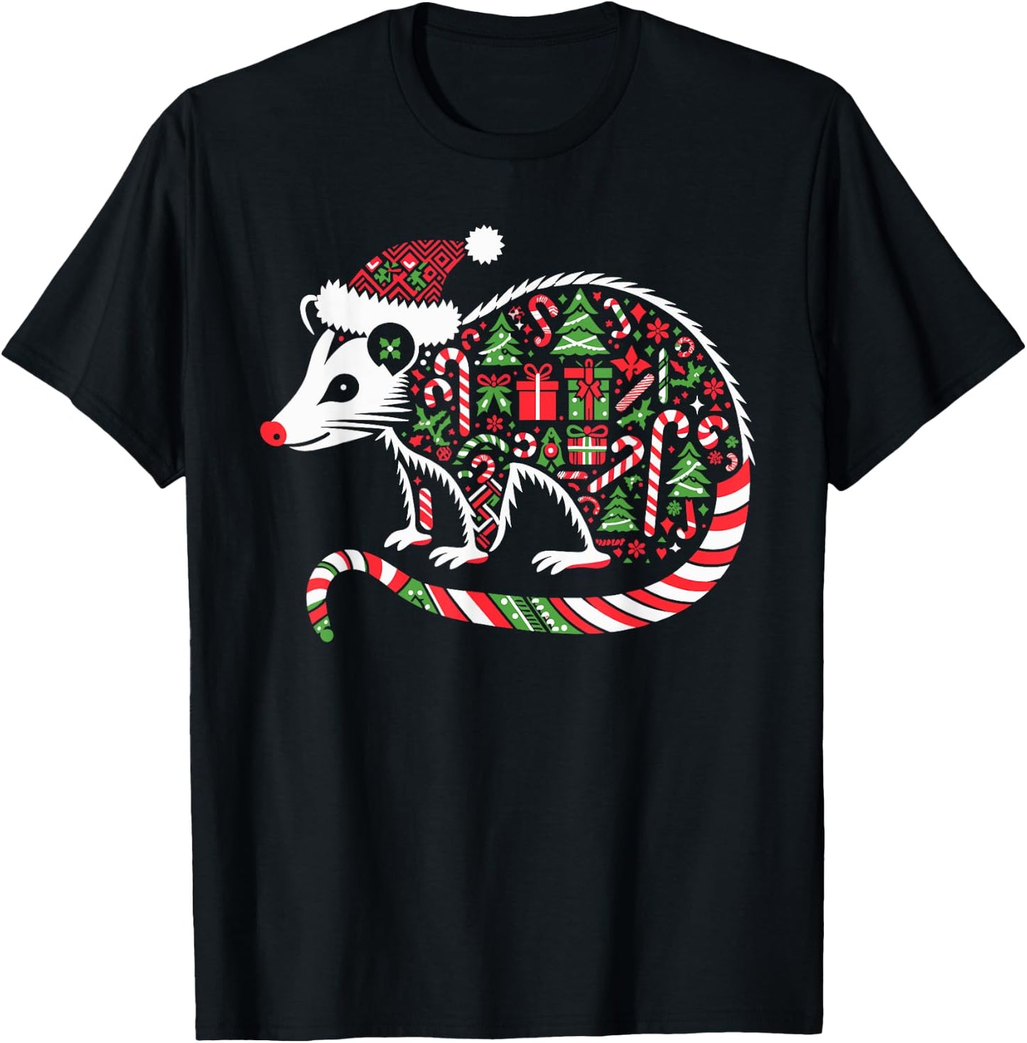Christmas Tree Candy Possum Santa Christmas Kids T-Shirt - T-Shirt | Black
