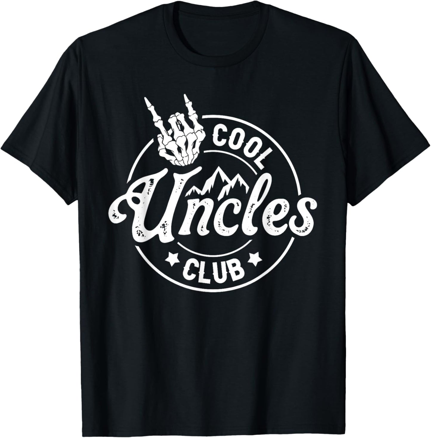 Funny Uncle Fathers Day Cool Uncles Club Skeleton Hand T-Shirt - T-Shirt | Black