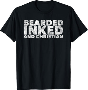 Bearded Inked and Christian - Tattooed Believer with Beard T-Shirt - T-Shirt | Black