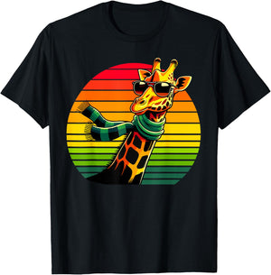 Giraffe Vintage Animal Sunglasses Giraffe T-Shirt - T-Shirt | Black