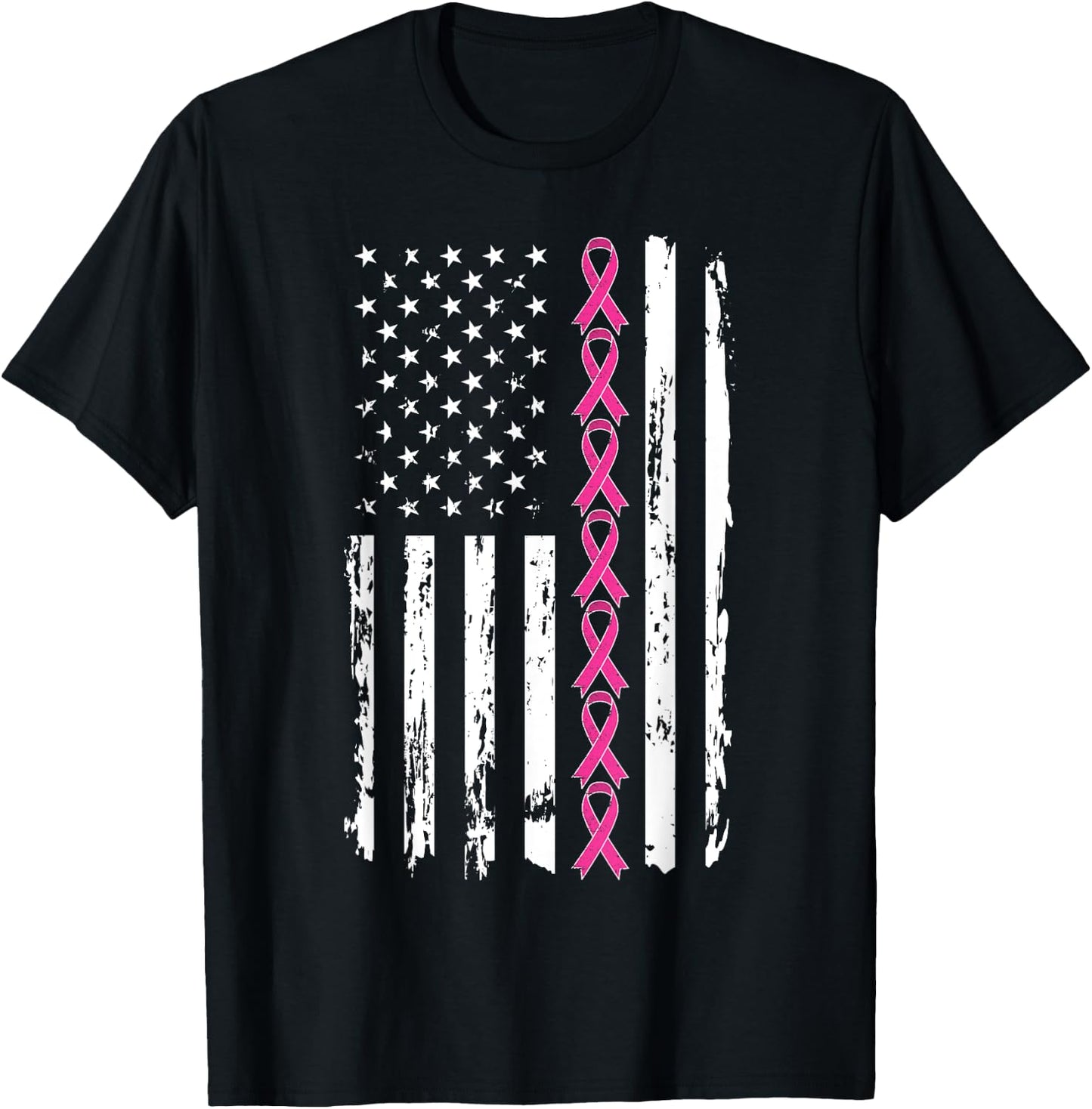 Pink Ribbon Shirt Women Men Breast Cancer Awareness T-Shirt - T-Shirt | Black