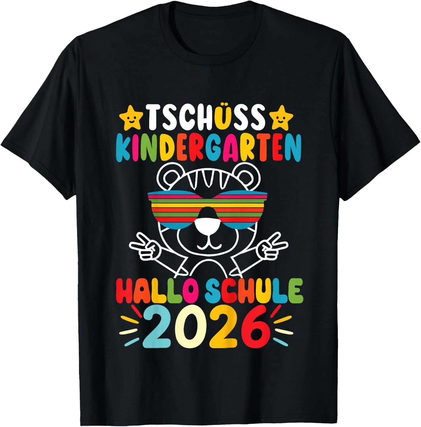 Kinder Tschüss Kindergarten Hallo Schule Kita Abgänger 2026 Tigerin T-Shirt - T-Shirt | Black