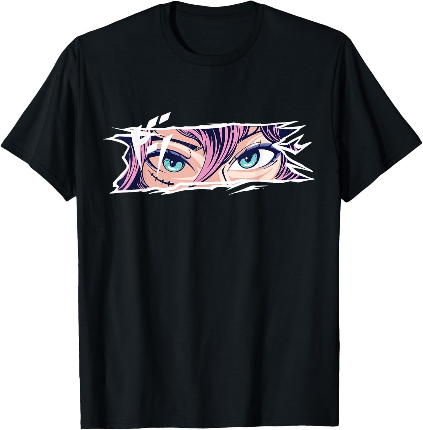 Anime & Japan Culture Apparel Gifts FIDIMA Anime Eyes - -Adults & Kids - Black - Small - Short Sleeve - Cotton 65%, Polyester 35% T-Shirt - T-Shirt | Black