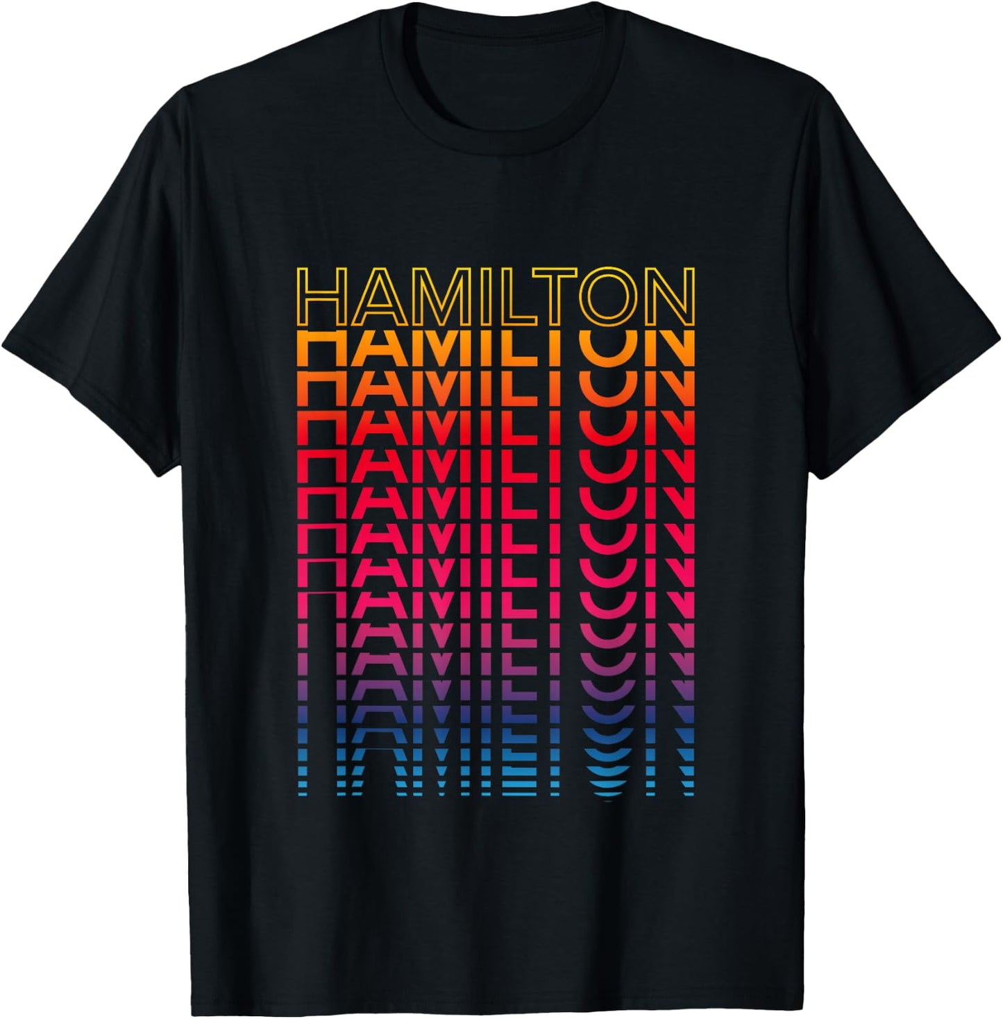 Colourful Retro City Nostalgic Hamilton , black T-Shirt - T-Shirt | Black