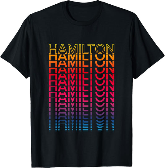 Colourful Retro City Nostalgic Hamilton , black T-Shirt - T-Shirt | Black