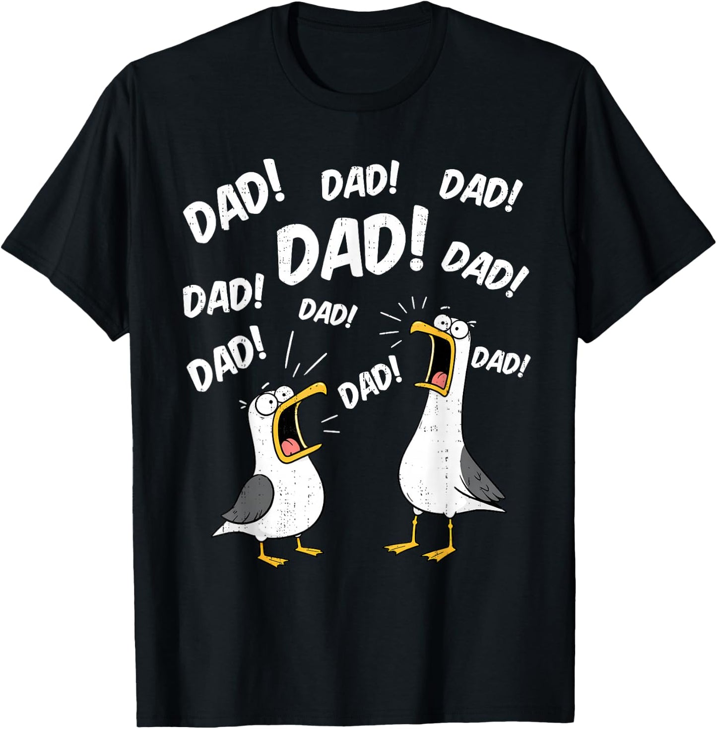 Dad Seagull Funny Papa Seagulls Fathers Day Family Humor Men T-Shirt - T-Shirt | Black