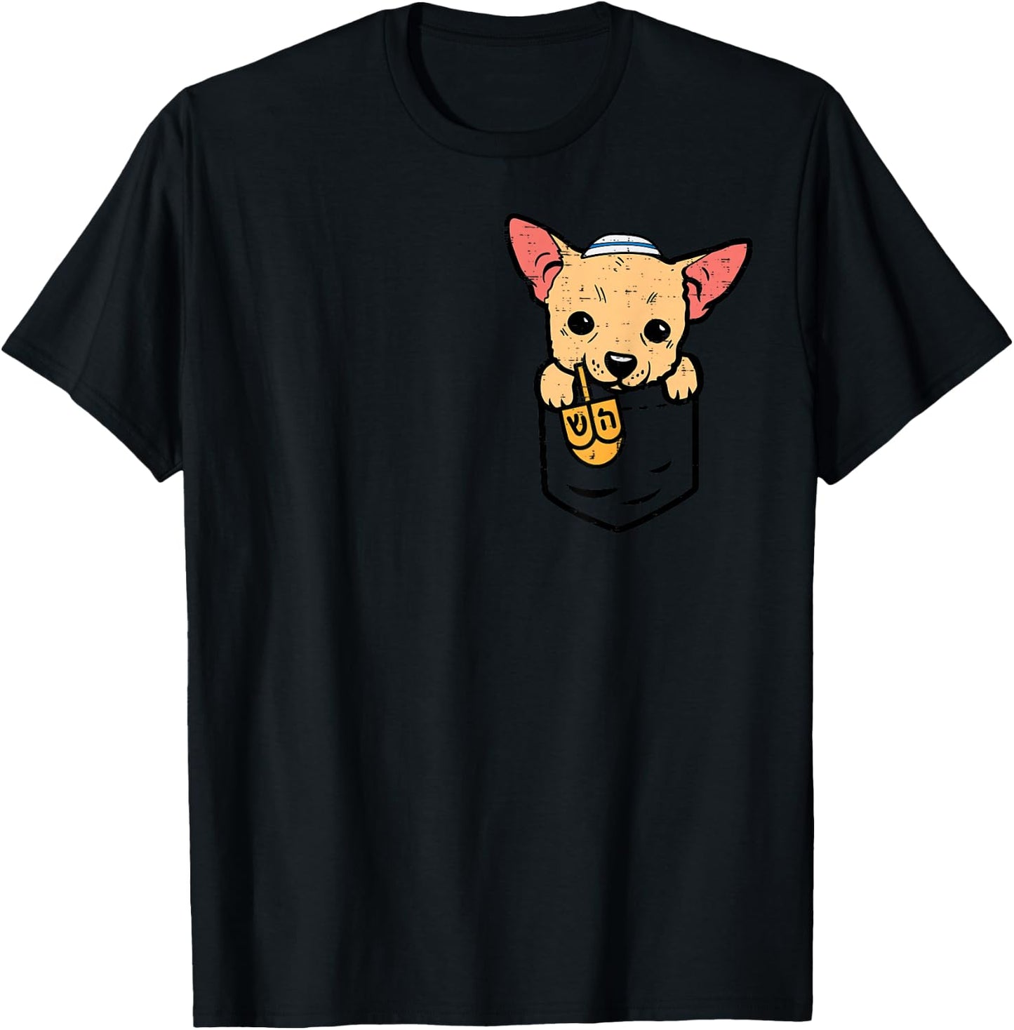 Pocket Dog Chihuahua Chiwawa Hanukkah Pajamas Chanukah PJs T-Shirt - T-Shirt | Black