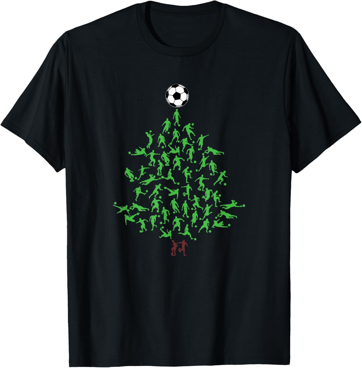 Soccer Player Christmas Tree Xmas T-Shirt - T-Shirt | Black