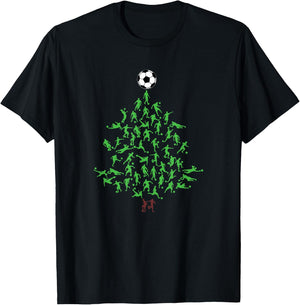 Soccer Player Christmas Tree Xmas T-Shirt - T-Shirt | Black