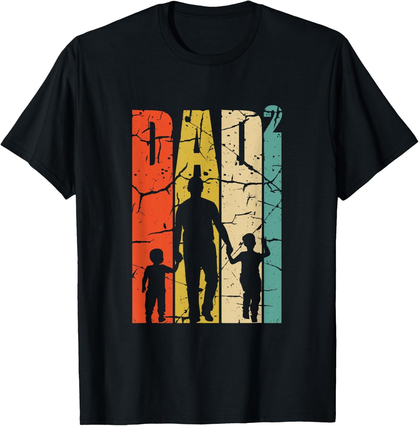Dad 2 Son Dad Top 2 Double Dad Twins Dad T-Shirt - T-Shirt | Black