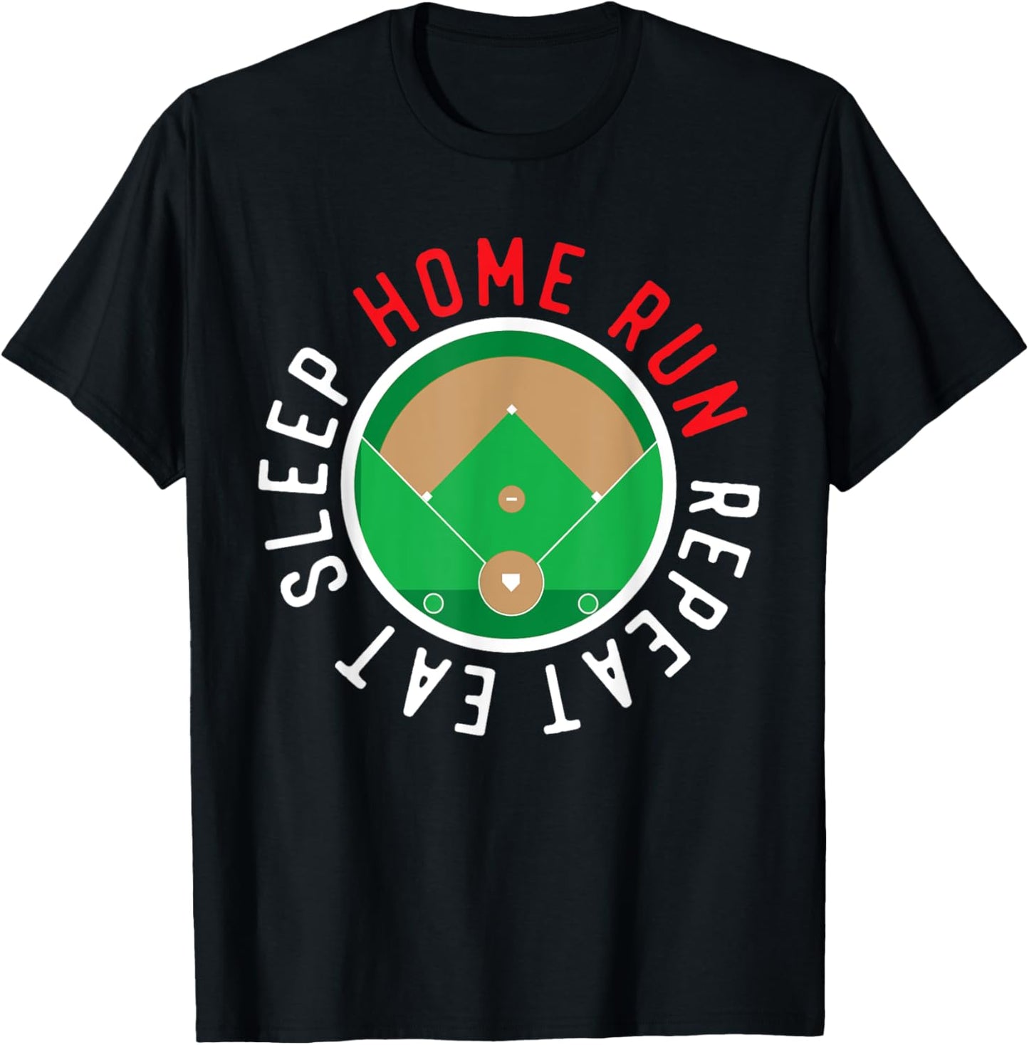 Eat Sleep Home Run Repeat Baseball Is Life Player T-Shirt - T-Shirt | Black