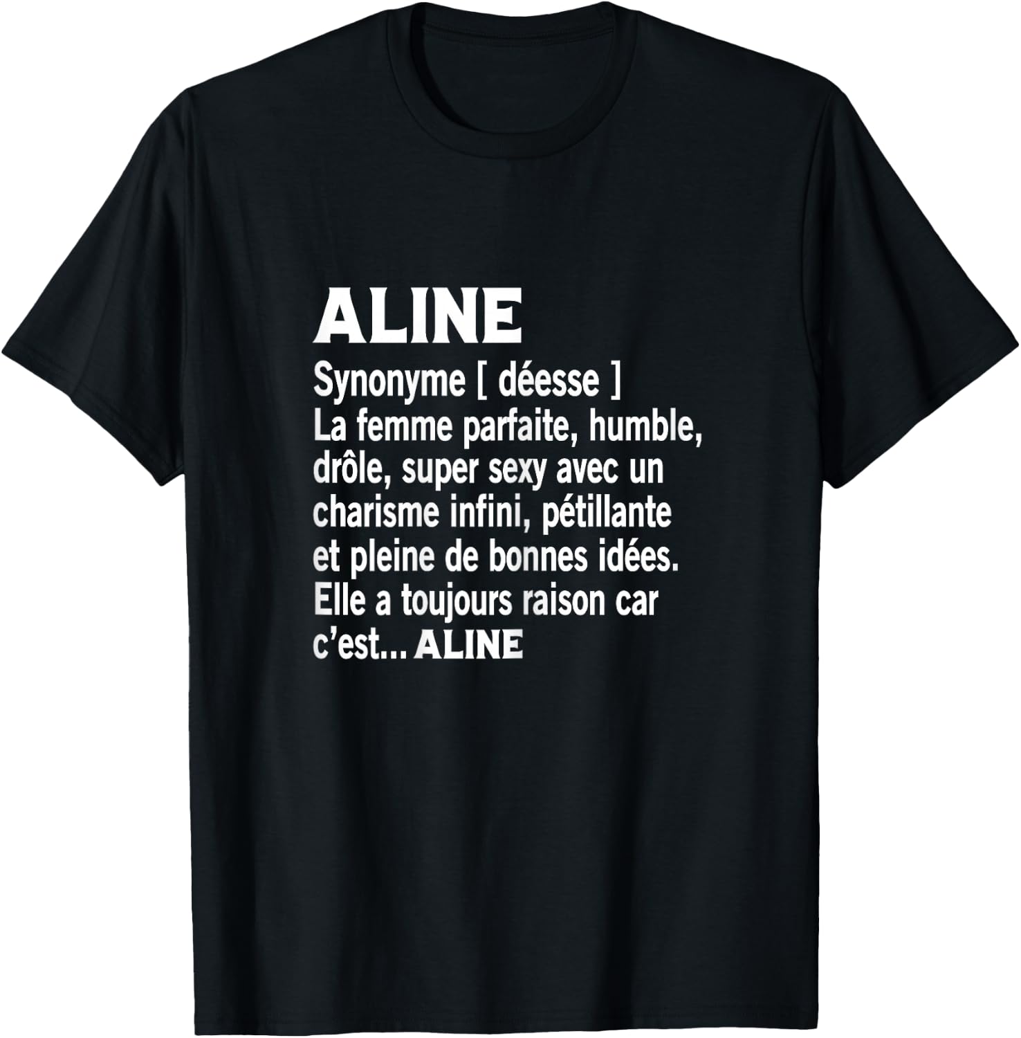 Woman Humor Personalized Gift Name Aline Definition T-Shirt - T-Shirt | Black