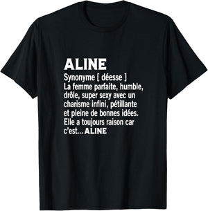 Woman Humor Personalized Gift Name Aline Definition T-Shirt - T-Shirt | Black