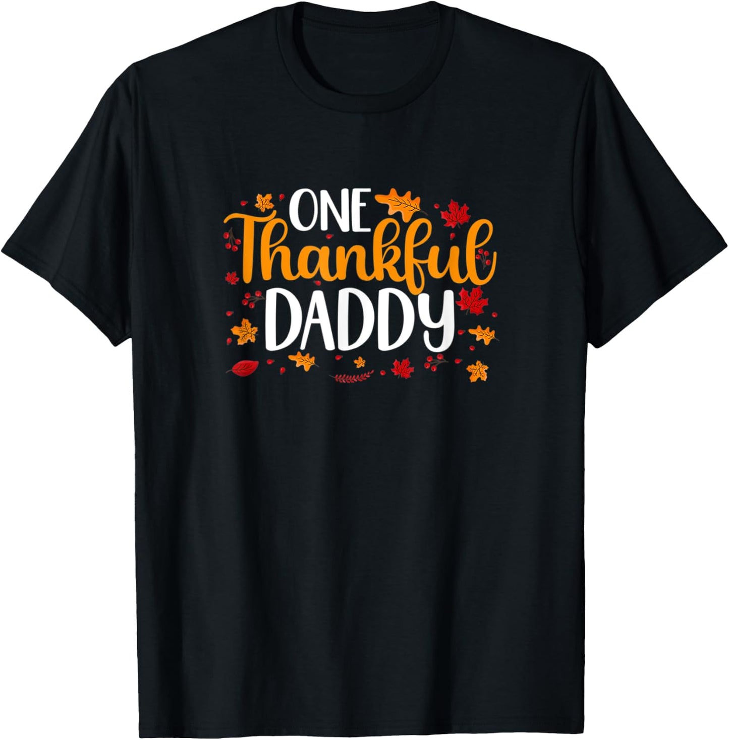 CAT -Adults Thanksgiving Funny One-Thankful-Daddy Family-Matching-Turkey T-Shirt - T-Shirt | Black