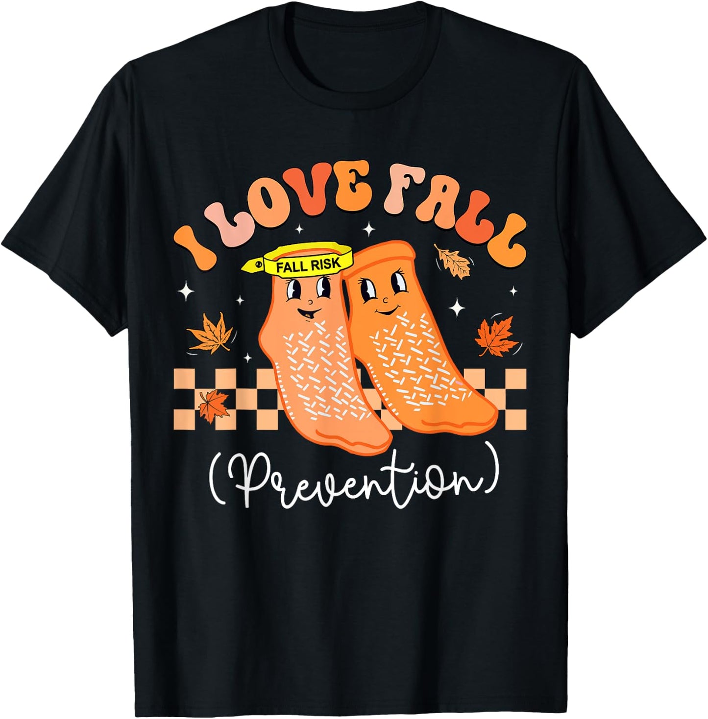 Groovy Retro I Love Fall Prevention Fall Physical Therapy T-Shirt - T-Shirt | Black