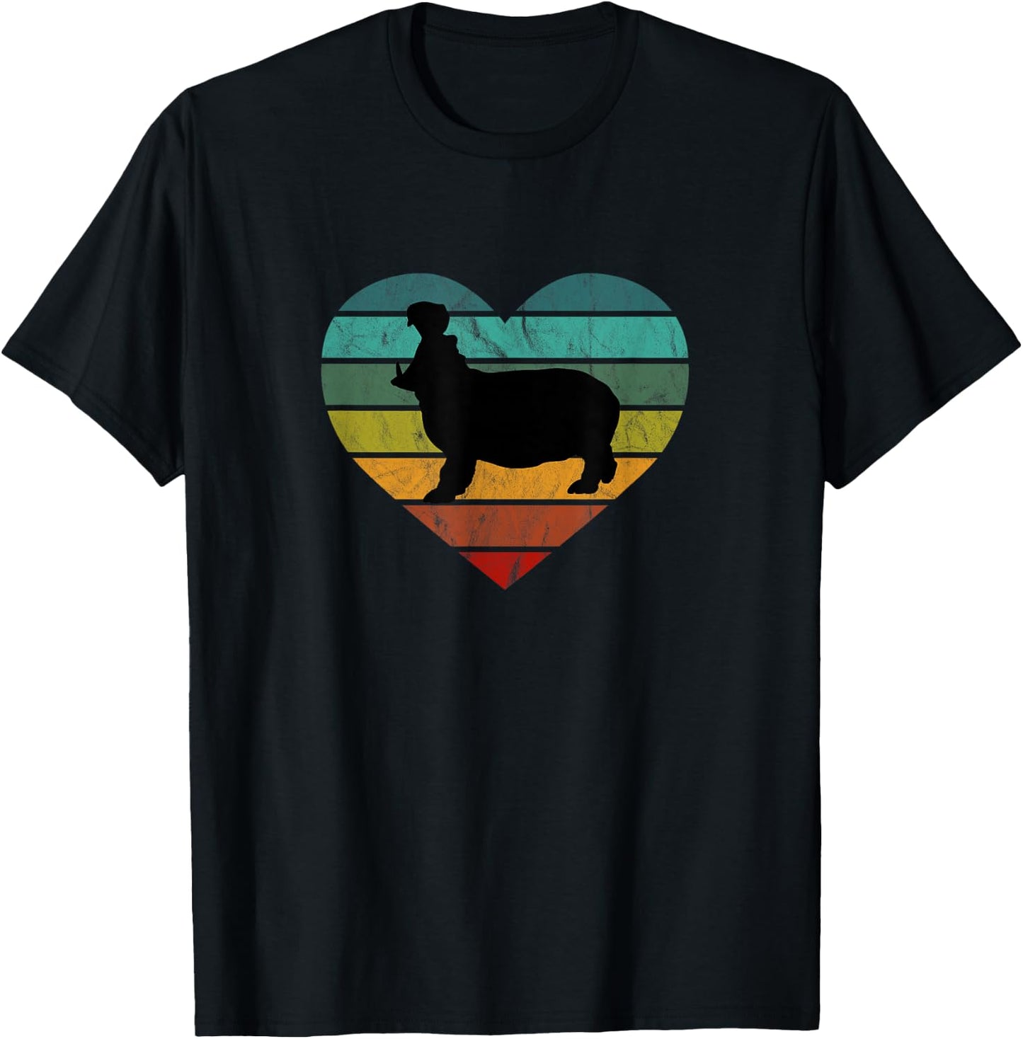 I Love Hippos in Africa Heart Wilderness Safari Hippo T-Shirt - T-Shirt | Black