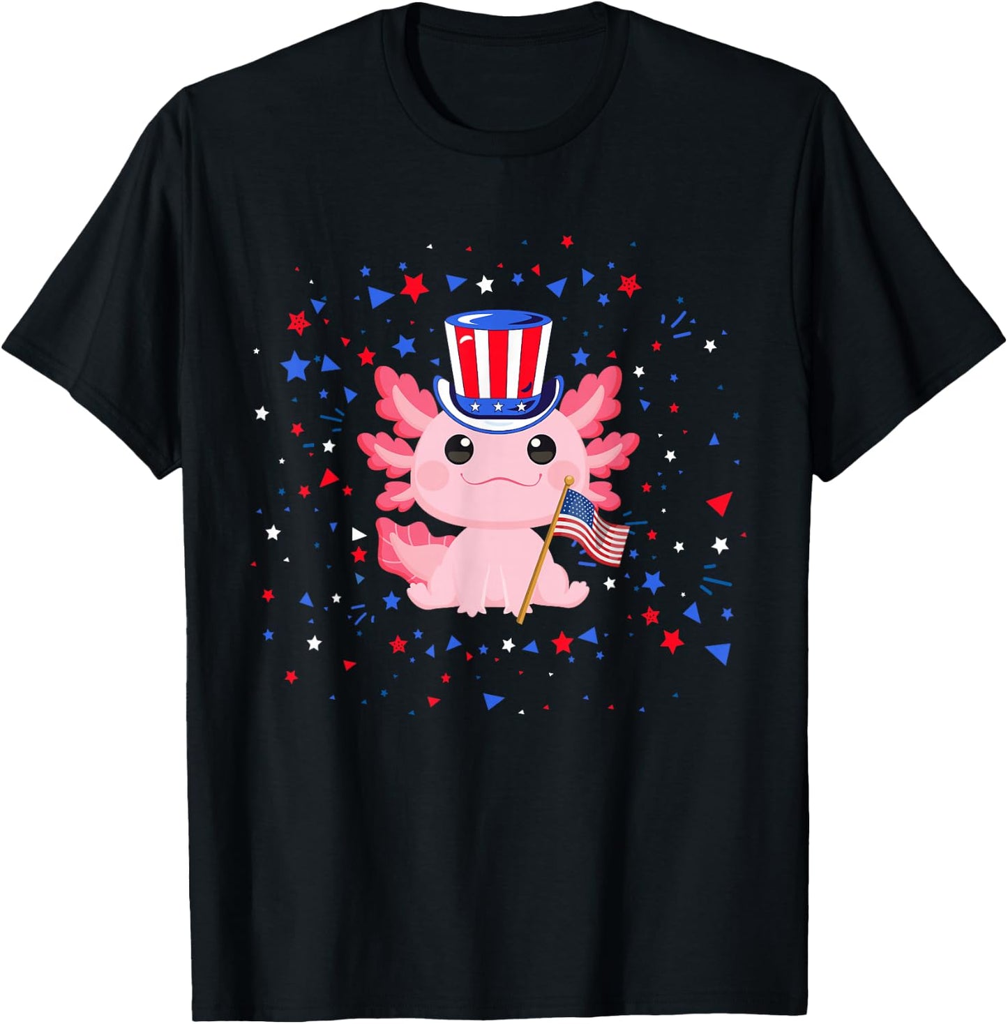 Axolotl 4th of July T-Shirt - T-Shirt | Black