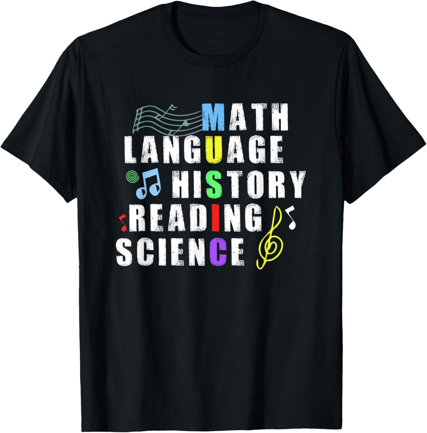 Math Language History Reading Science Music Teacher Gifts Women T-Shirt - T-Shirt | Black