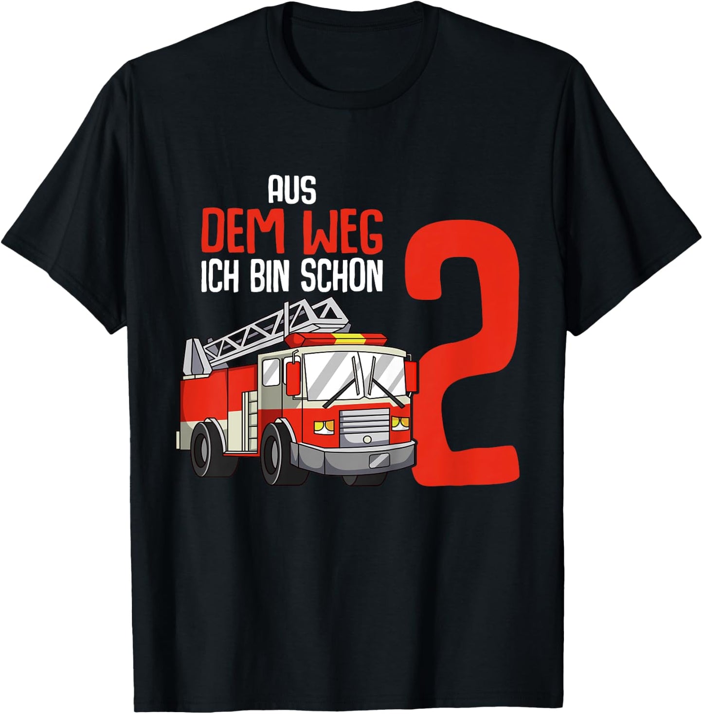 Children's 2nd Birthday Fire Brigade 2 Years Kids Boy , black T-Shirt - T-Shirt | Black