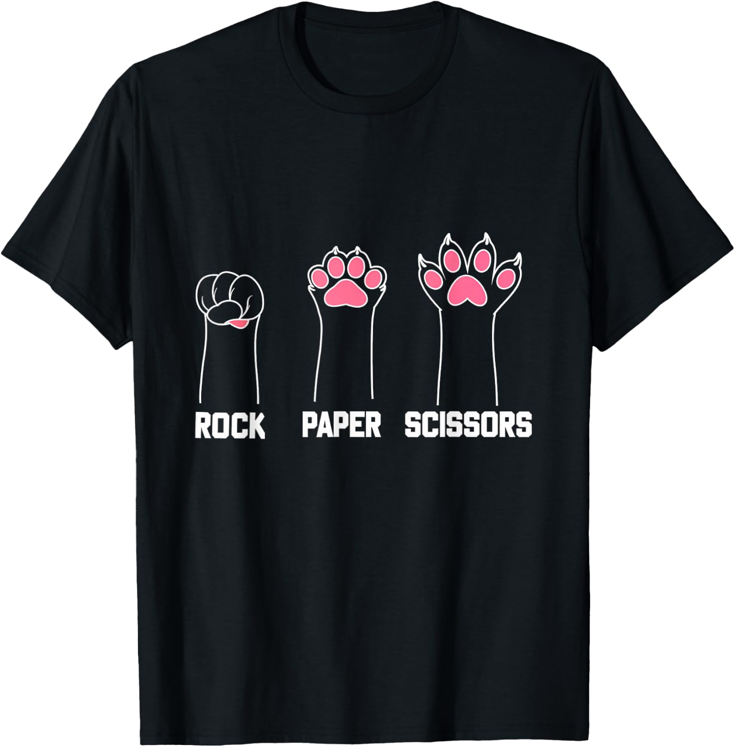 Rock Paper Scissors Cat Paw Game Cute Cat Pets Women T-Shirt - T-Shirt | Black