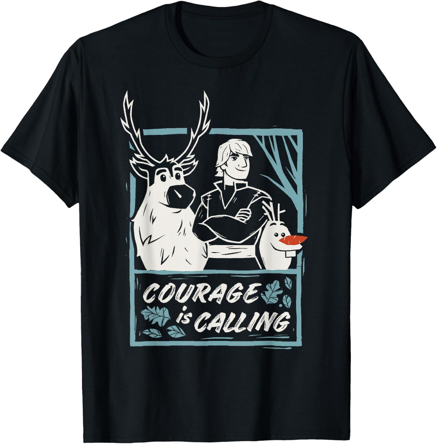Disney Frozen 2 Sven Kristoff and Olaf Courage Call You T-Shirt - T-Shirt | Black
