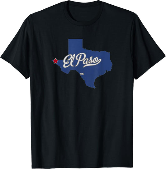 El Paso Texas TX Map T-Shirt - T-Shirt | Black