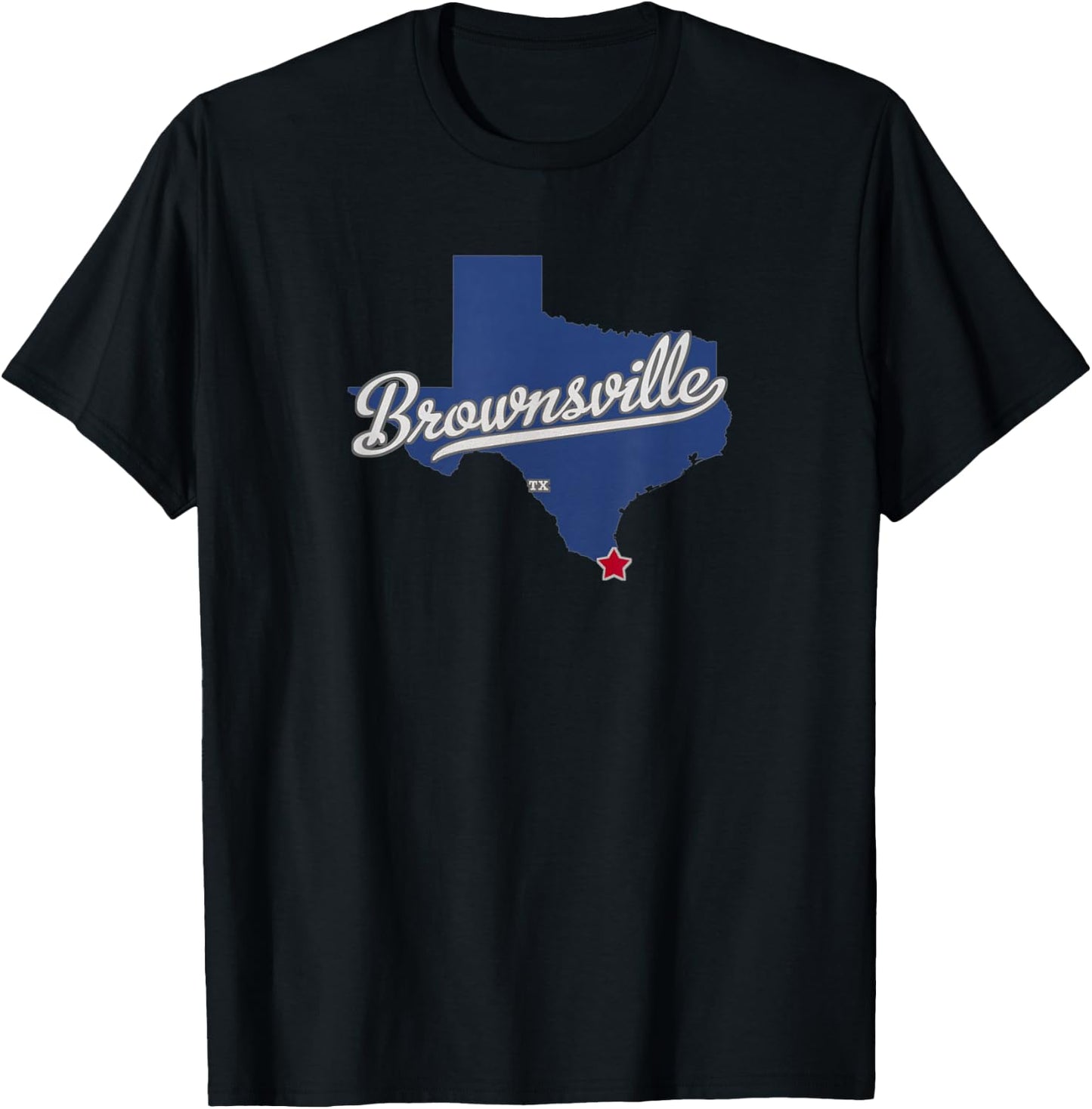 Brownsville Texas TX Map T-Shirt - T-Shirt | Black