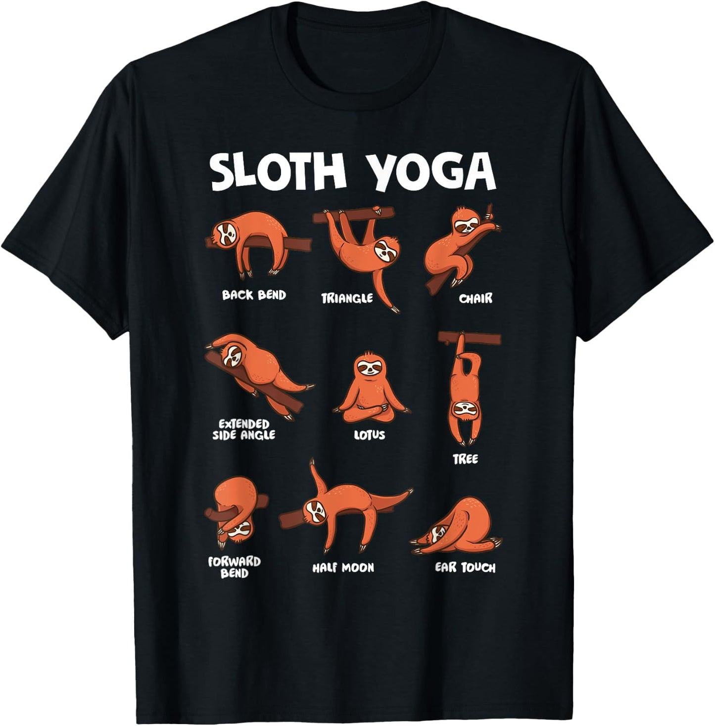 Sloth Yoga Shirt Exercise Stretch Workout Yoga Meditation T-Shirt - T-Shirt | Black