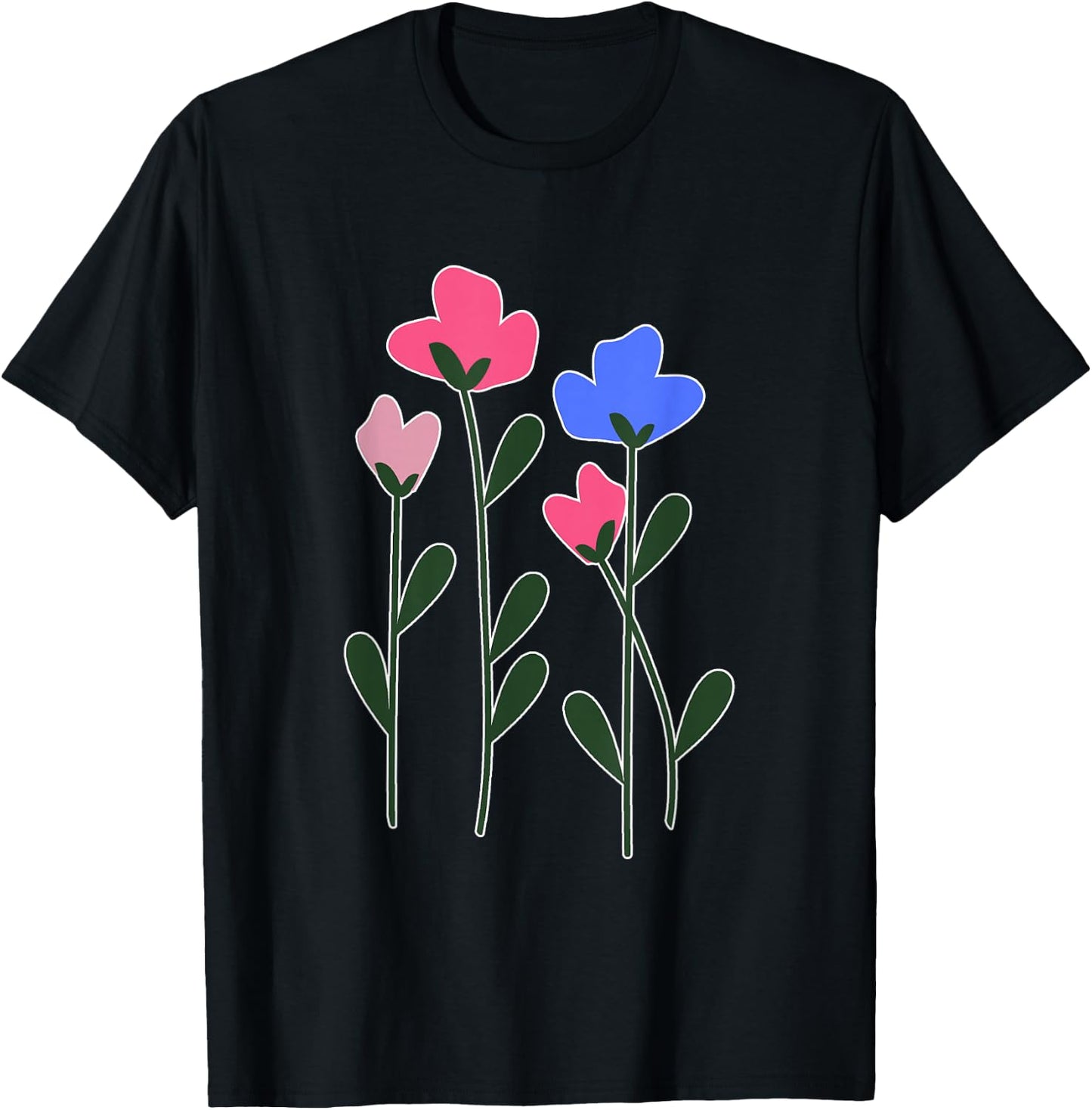 Flower Bouquet Floral Pattern T-Shirt - T-Shirt | Black
