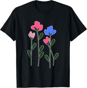 Flower Bouquet Floral Pattern T-Shirt - T-Shirt | Black