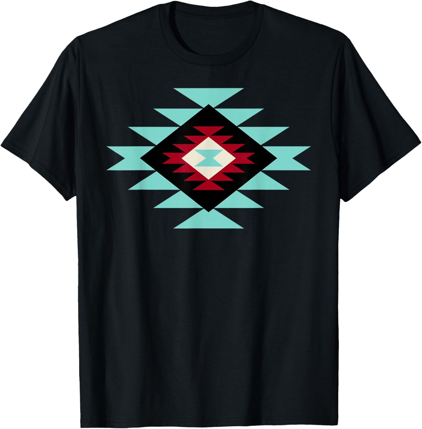 Southwest Santa Fe Navajo Indian Tribal Pattern Style T-Shirt - T-Shirt | Black