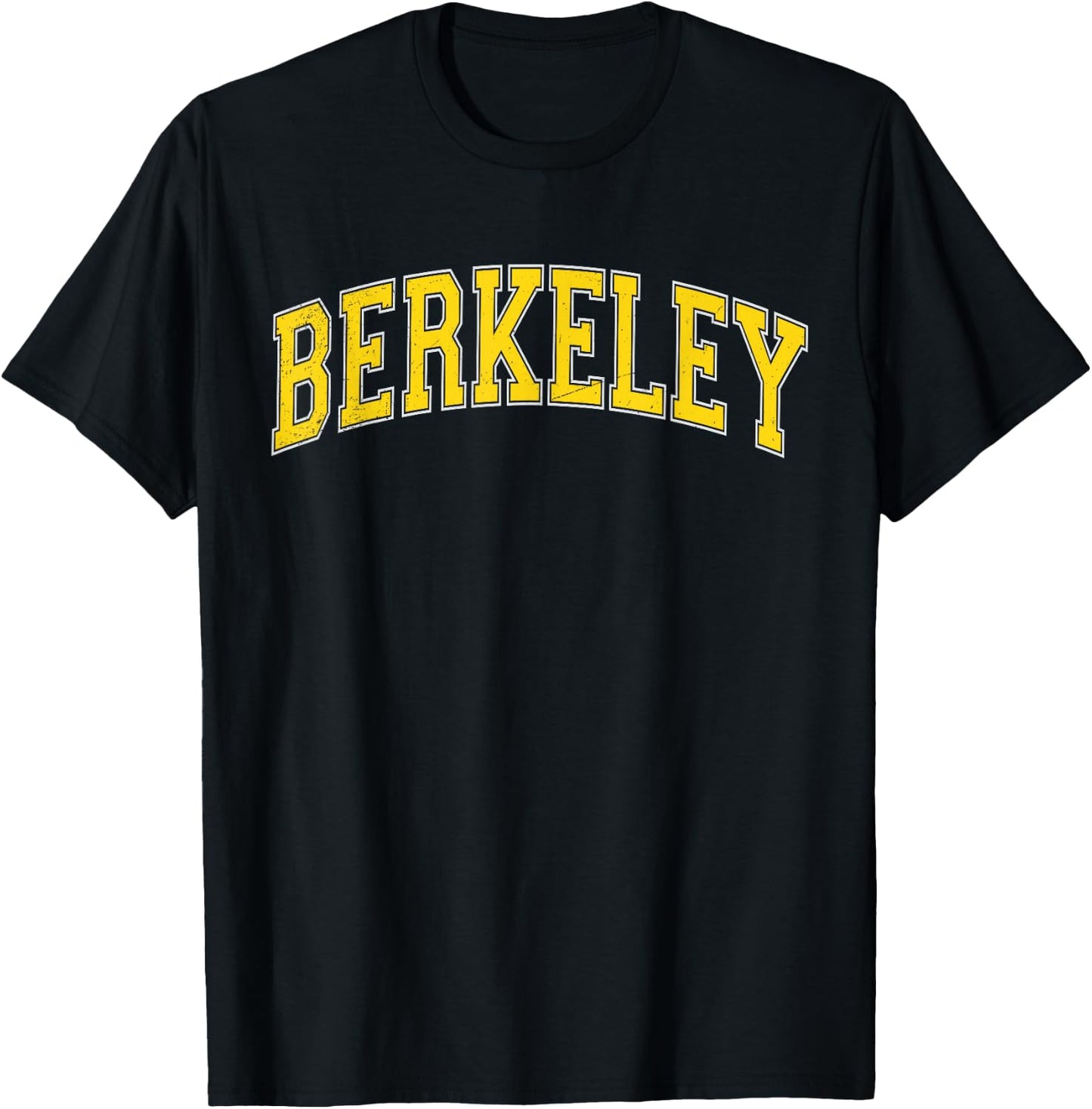 Vintage Berkeley California CA Varsity Style Yellow Text T-Shirt - T-Shirt | Black