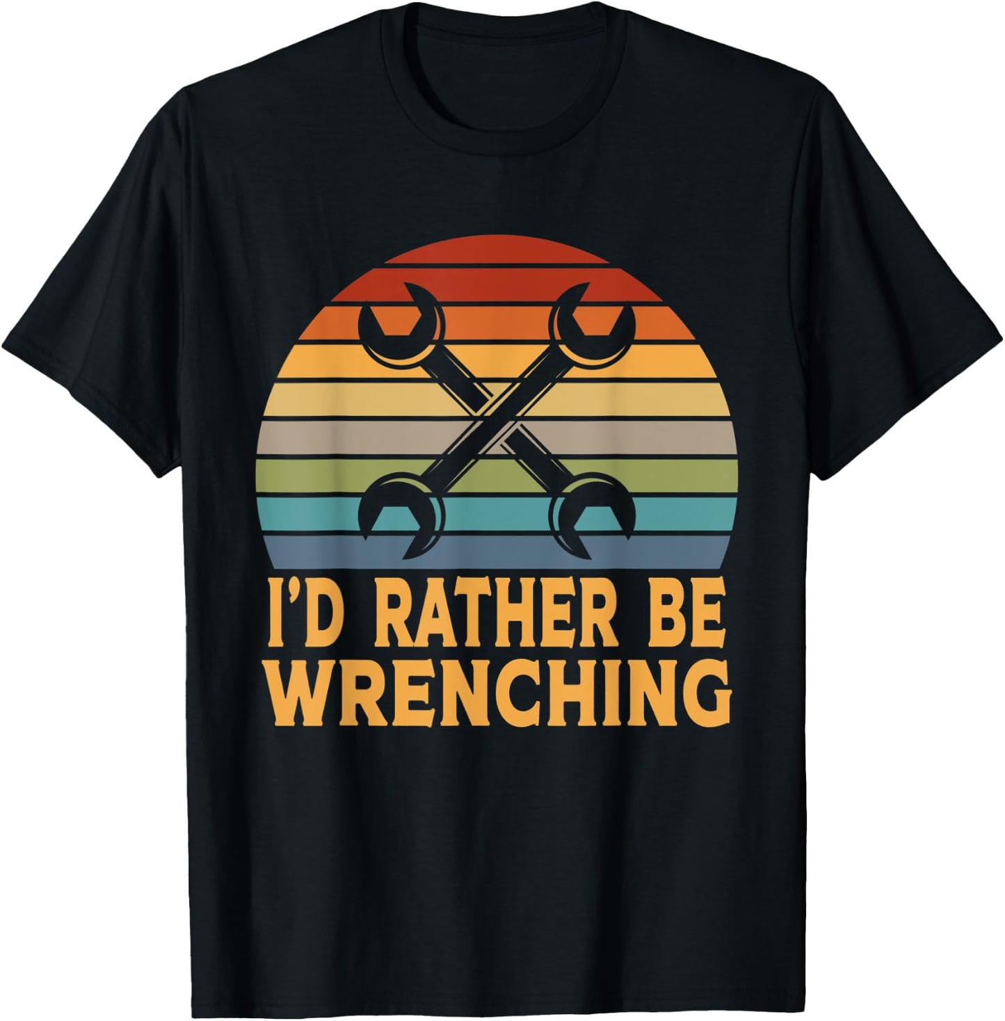 Funny I'd Rather Be Wrenching Auto Mechanic T-Shirt - T-Shirt | Black