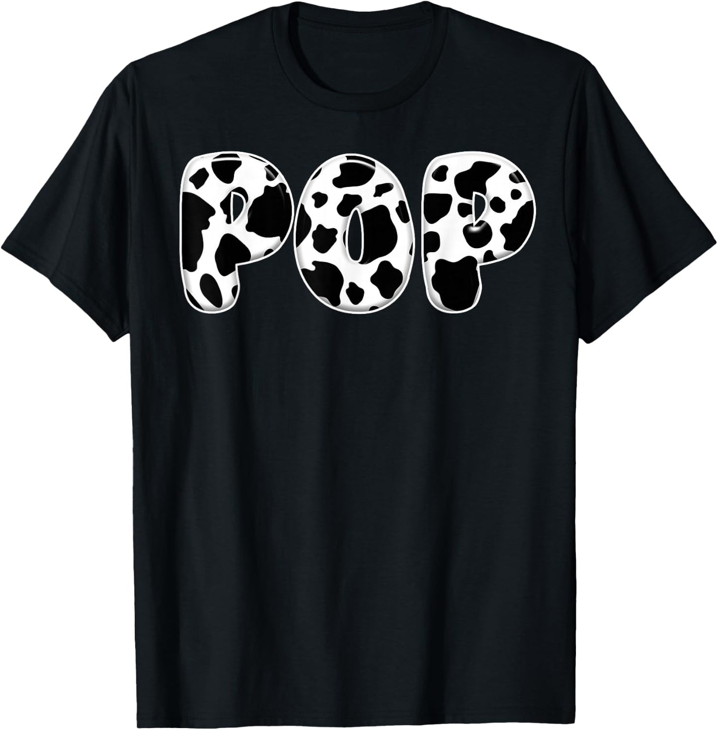 Pop Cow Print Cow Birthday Black White Pattern T-Shirt - T-Shirt | Black