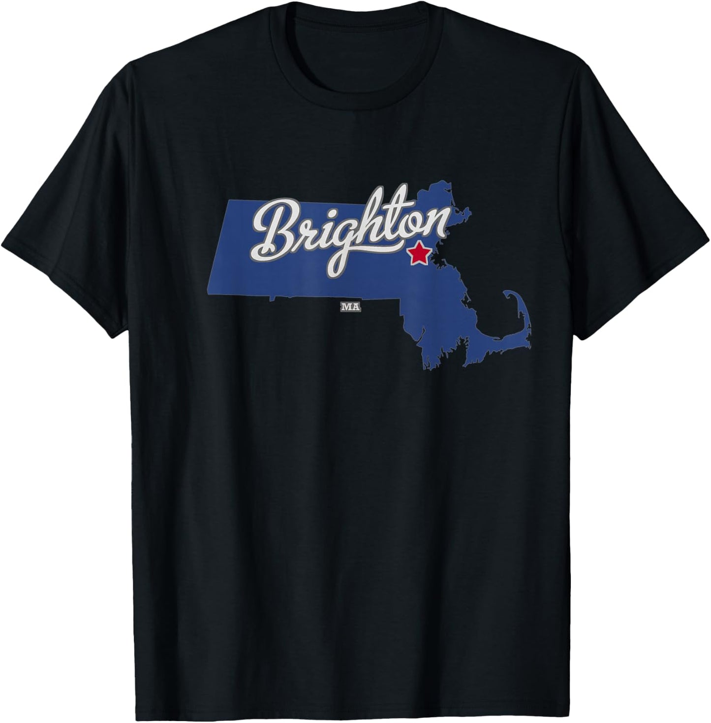 Brighton Massachusetts Boston MA Map T-Shirt - T-Shirt | Black