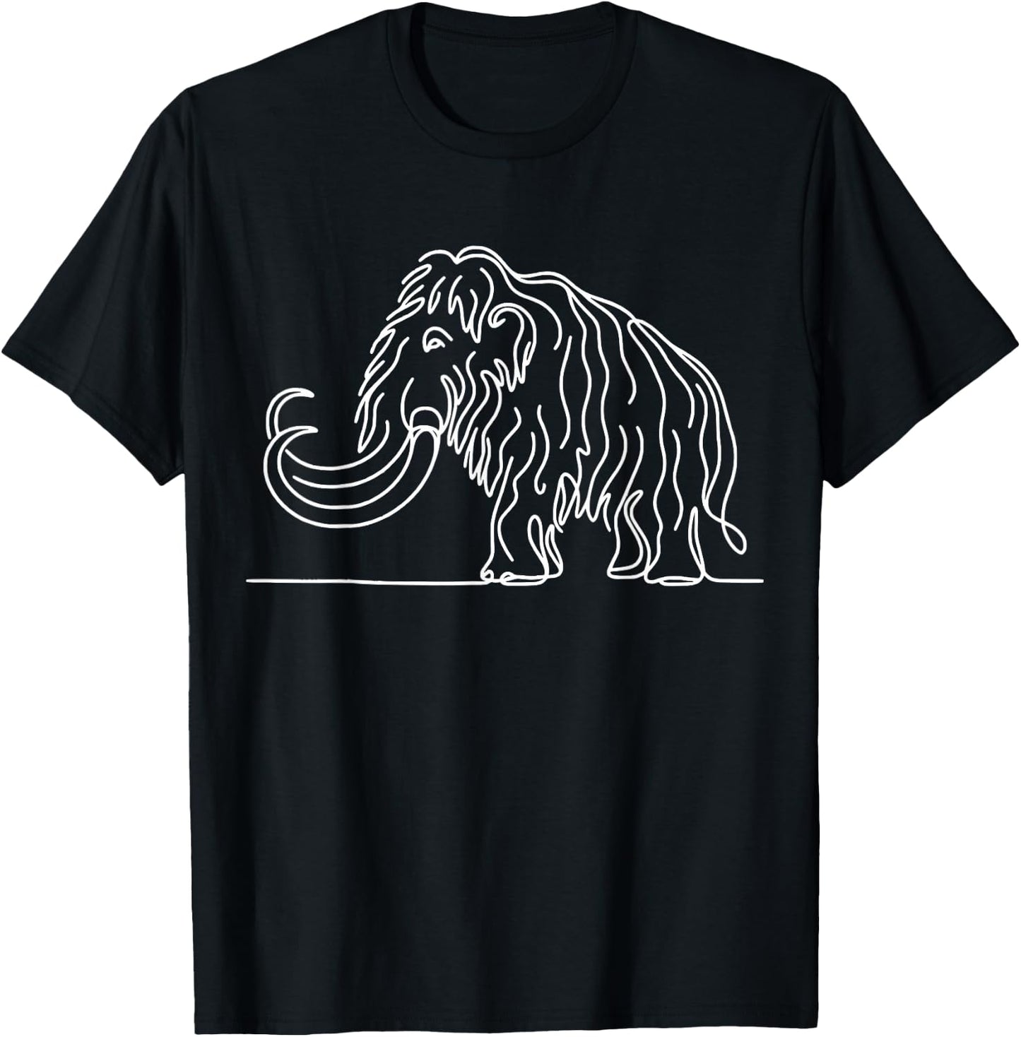Woolly Mammoth Prehistoric Elephant Line Art Paleontologist T-Shirt - T-Shirt | Black