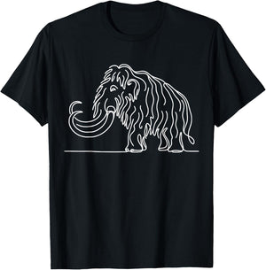 Woolly Mammoth Prehistoric Elephant Line Art Paleontologist T-Shirt - T-Shirt | Black
