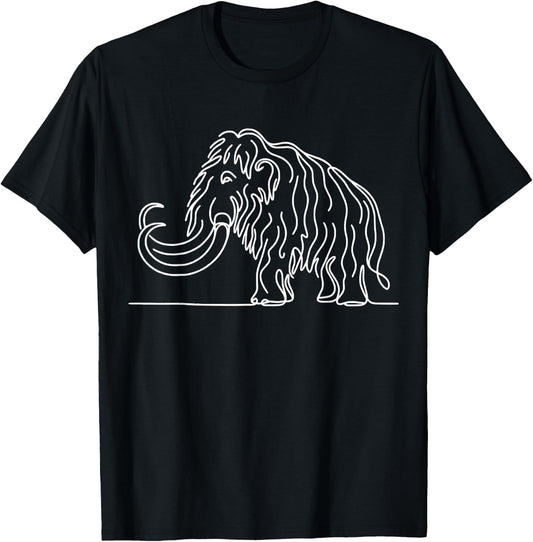 Woolly Mammoth Prehistoric Elephant Line Art Paleontologist T-Shirt - T-Shirt | Black
